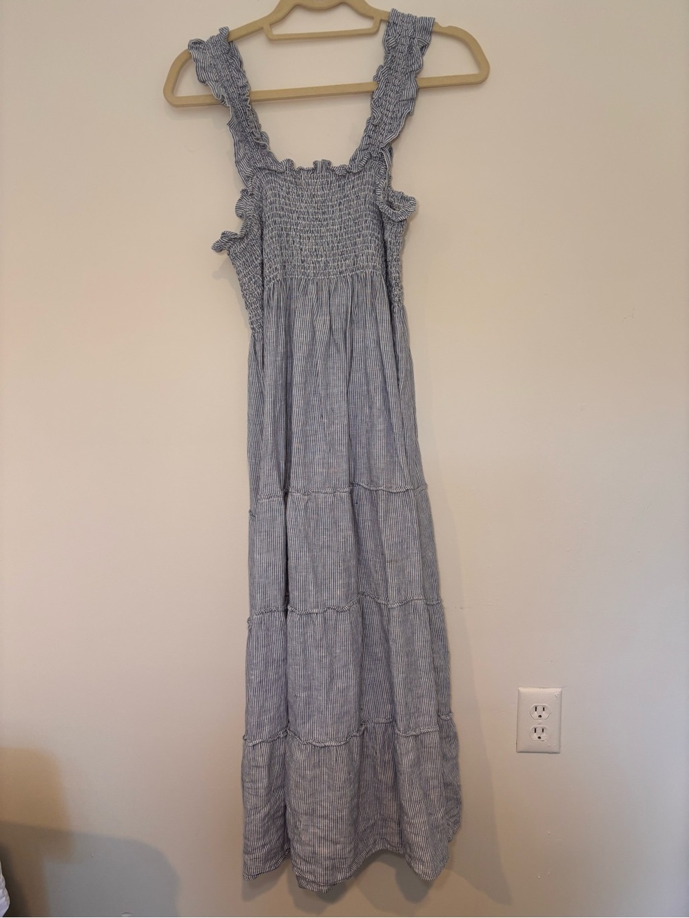 Quince Striped Smocked Maxi Dress with Ruffled Straps